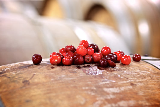 Montmorency cherries sitting on a balaton in a brewery
